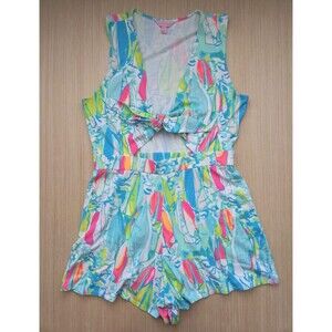 Lilly Pulitzer Romper Women's L Beach And Bae Greer Peekaboo Beachy Tropical